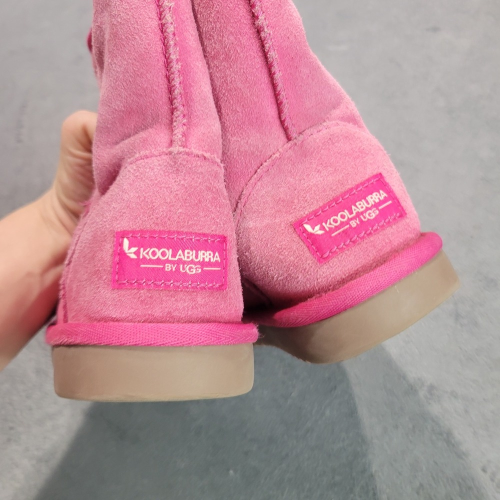 Koolaburra by UGG Boots Girls Size 1 Pink Victoria Short Suede Faux Fur 1019374